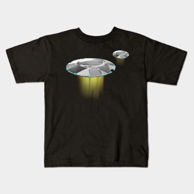 Space Ships Kids T-Shirt by Elizabeths-Arts